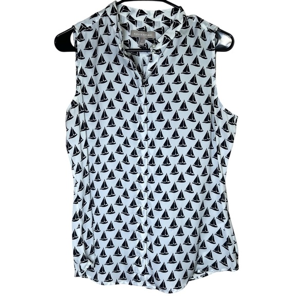 BANANA REPUBLIC Sailboat Nautical Sleeveless Button-Up Shirt Top Women’s Sz S - Picture 6 of 13